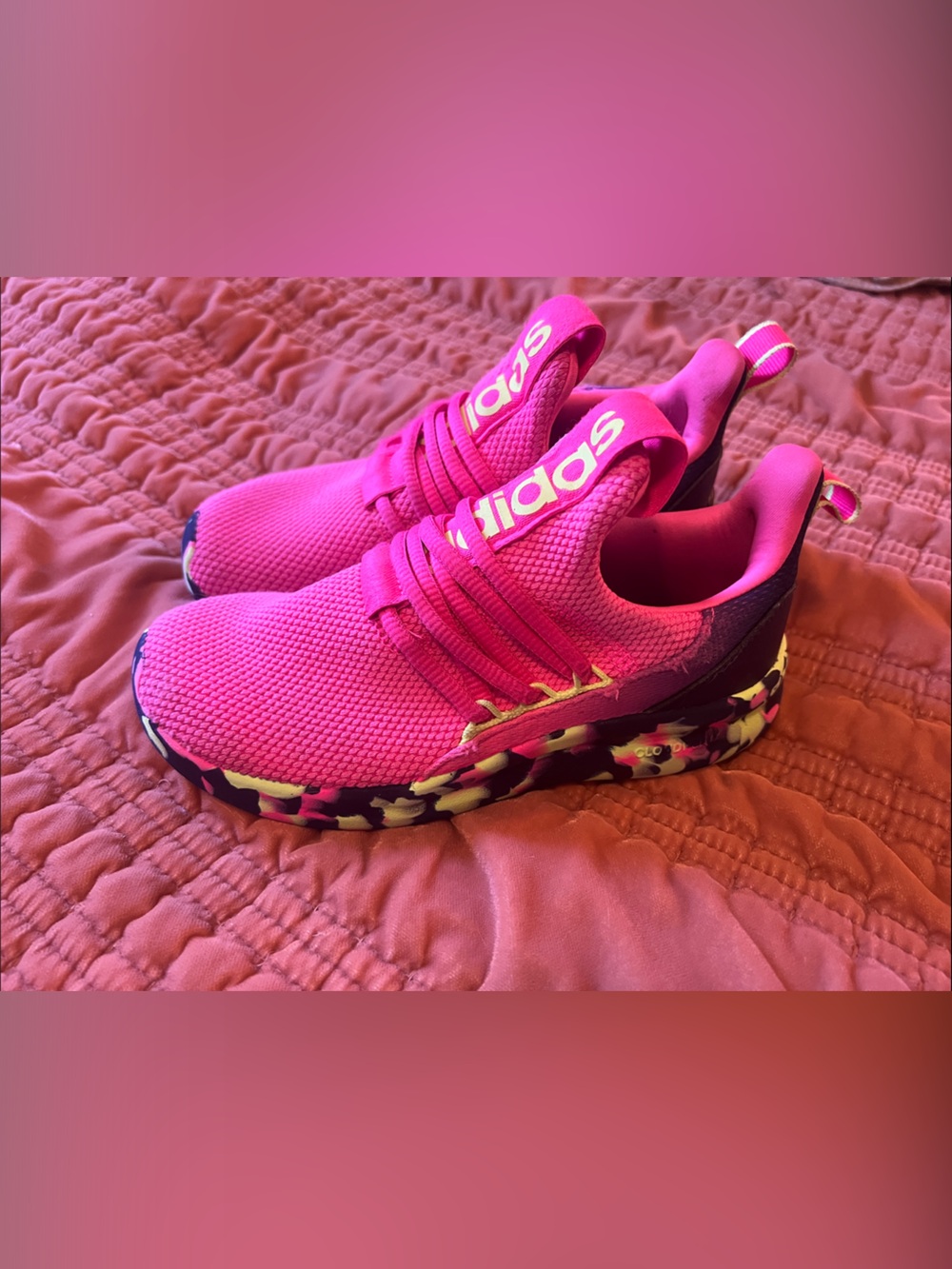 adidas Kids Slip-On Sneakers in Hot Pink with Patterned Sole
